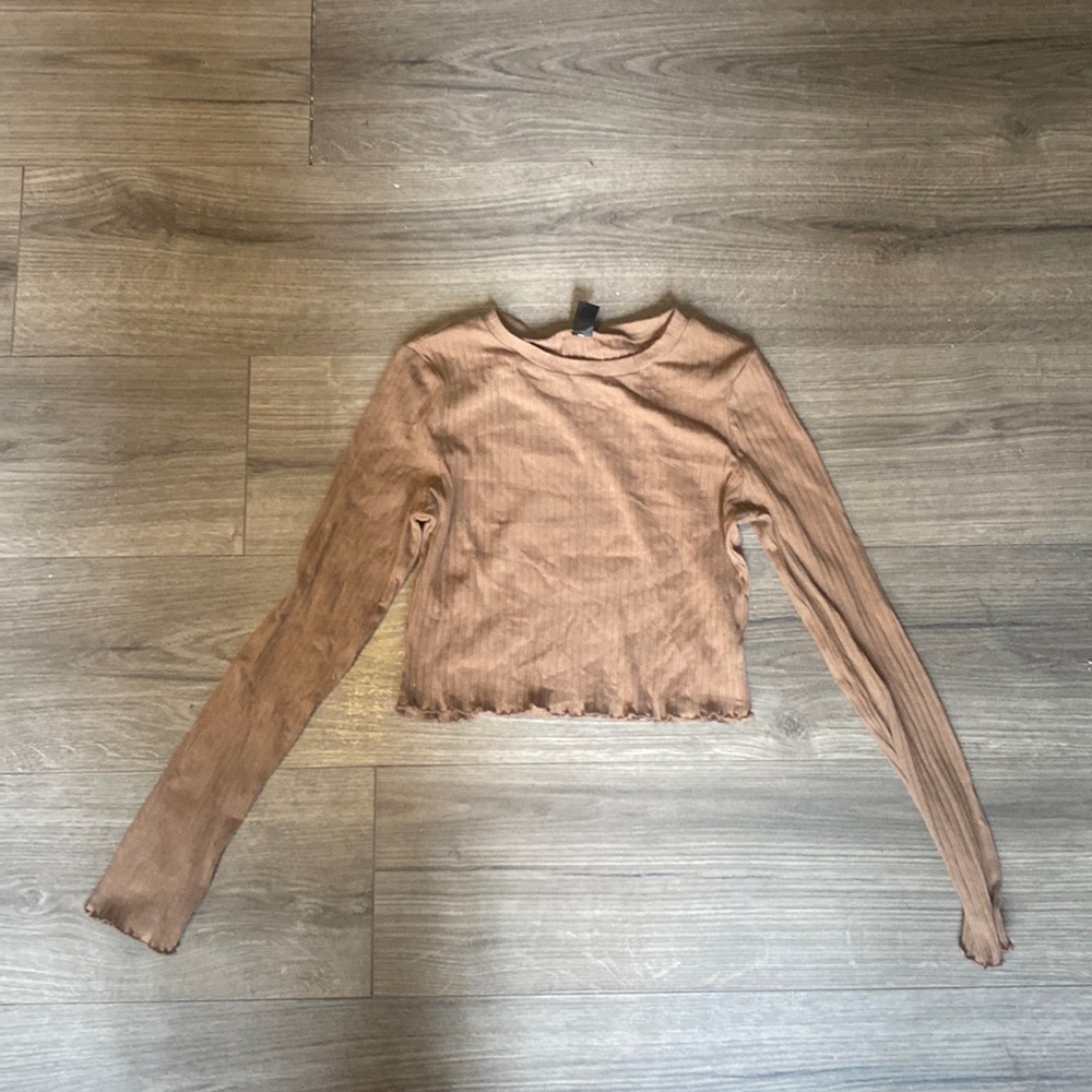 Long sleeve Ribbed Beige Tee